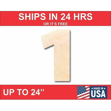 Unfinished Wood Block Number 1 - Craft - up to 46" DIY 5" / 1/2"