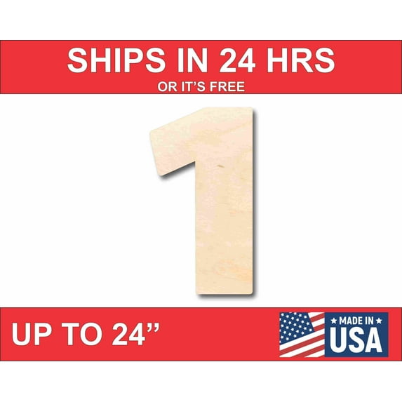 Unfinished Wood Block Number 1 - Craft - up to 46" DIY 20" / 1/8"