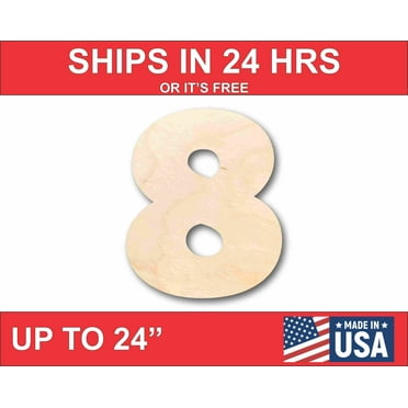 Unfinished Wood Block Number 8 - Craft - up to 46" DIY 10" / 1/4"