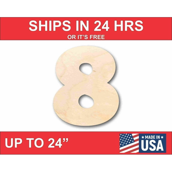 Unfinished Wood Block Number 8 - Craft - up to 46" DIY 12" / 1"