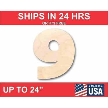 Unfinished Wood Block Number 9 - Craft - up to 46" DIY 7" / 1/2"