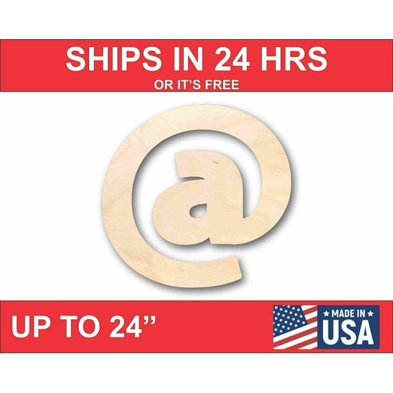 Unfinished Wood Block Symbol At - Craft - up to 46" DIY 30" / 1/2"