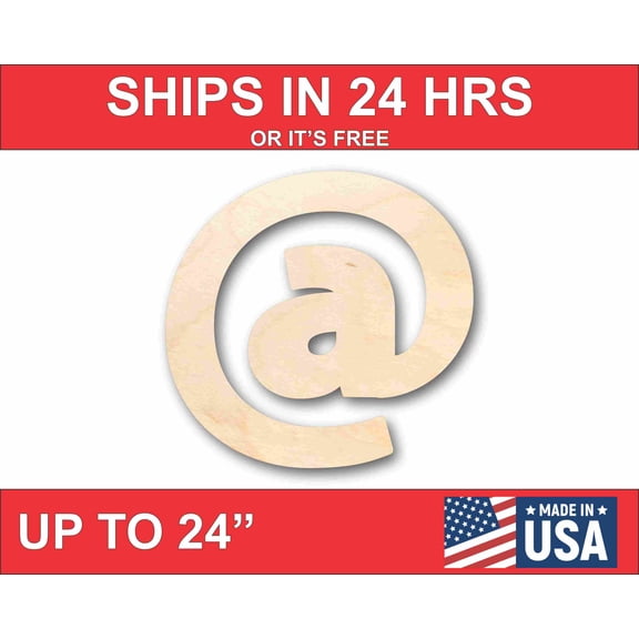 Unfinished Wood Block Symbol At - Craft - up to 46" DIY 4" / 1/4"