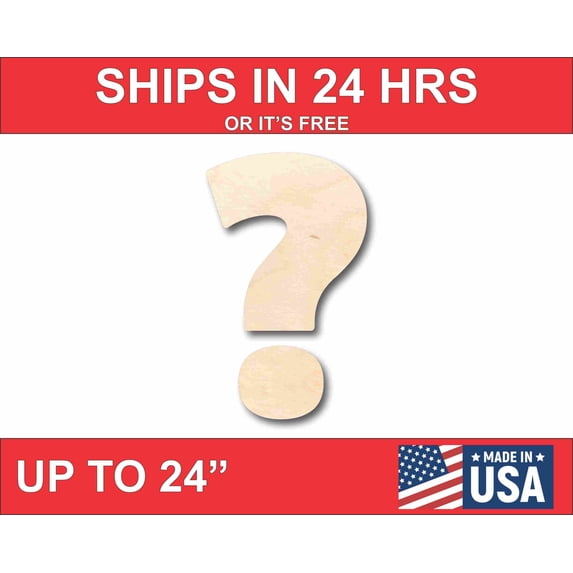 Unfinished Wood Block Symbol Question Mark - Craft - up to 46" DIY 16" / 1/4"