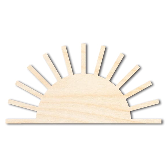 Unfinished Wood Boho Half Sun Shape | DIY Craft Cutout 4" / 1/8"