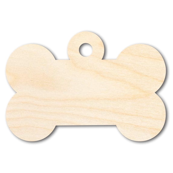 Unfinished Wood Bone Dog Tag Shape | DIY Craft Cutout 20" / 1/4"