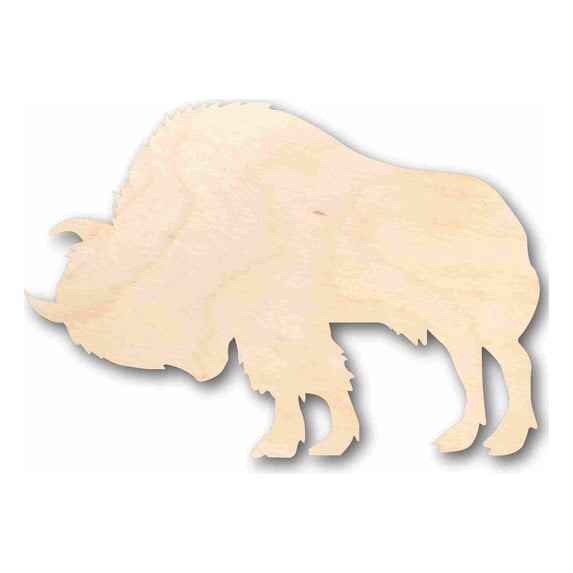 Unfinished Wood Buffalo Bison with Horn Silhouette - Craft- up to 46" DIY 14" / 1/4"