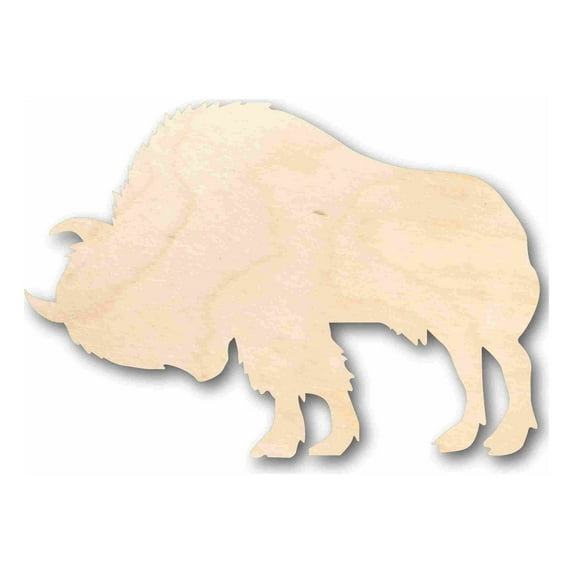 Unfinished Wood Buffalo Bison with Horn Silhouette - Craft- up to 46" DIY 20" / 1/8"