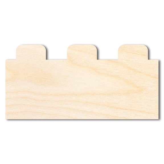 Unfinished Wood Building Blocks Shape | DIY Craft Cutout 3" / 1/8"