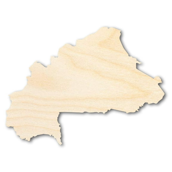 Unfinished Wood Burkina Country Shape - West Africa Craft - up to 46" DIY 7" / 1/2"