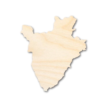 Unfinished Wood Burundi Country Shape - East Africa Craft - up to 46" DIY 20" / 1/8"