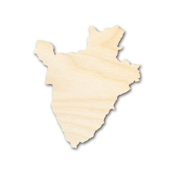 Unfinished Wood Burundi Country Shape - East Africa Craft - up to 46" DIY 46" / 1/2"