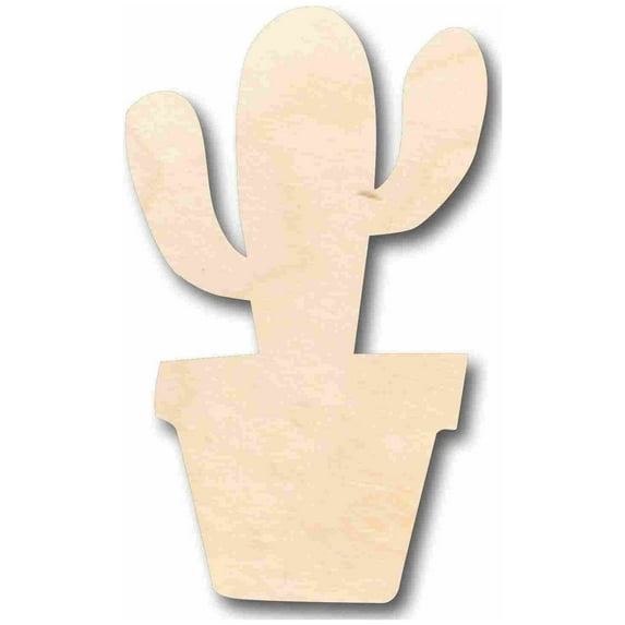 Unfinished Wood Cactus in Pot Silhouette - Craft- up to 46" DIY 10" / 1/8"