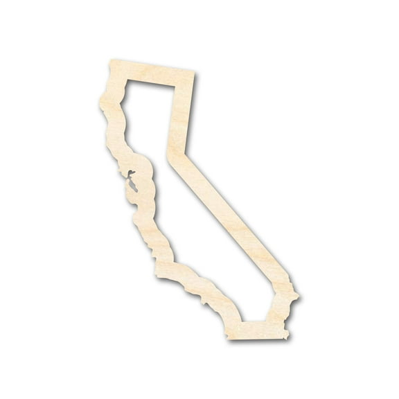Unfinished Wood California Outline Shape | DIY Craft Cutout | up to 46" DIY 6" / 1/8"