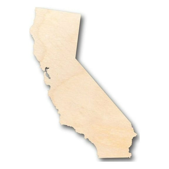 Unfinished Wood California Shape - State - Craft - up to 46" DIY 7" / 1/4"