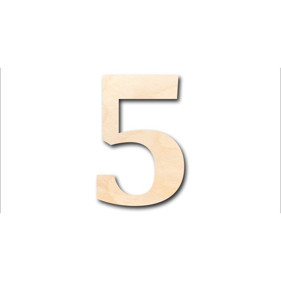 Unfinished Wood Cambria Number 5 Shape - Craft - up to 46" DIY 4" / 1/2"