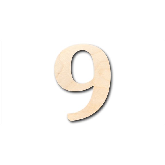 Unfinished Wood Cambria Number 9 Shape - Craft - up to 46" DIY 6" / 1/2"
