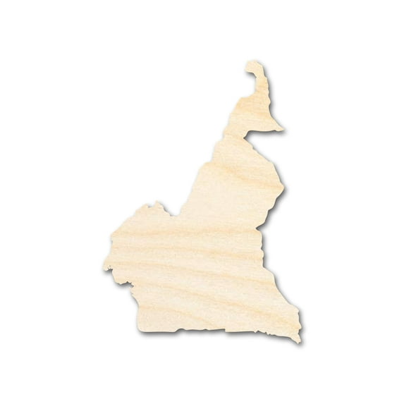 Unfinished Wood Cameroon Country Shape - Central Africa Craft - up to 46" DIY 42" / 3/4"