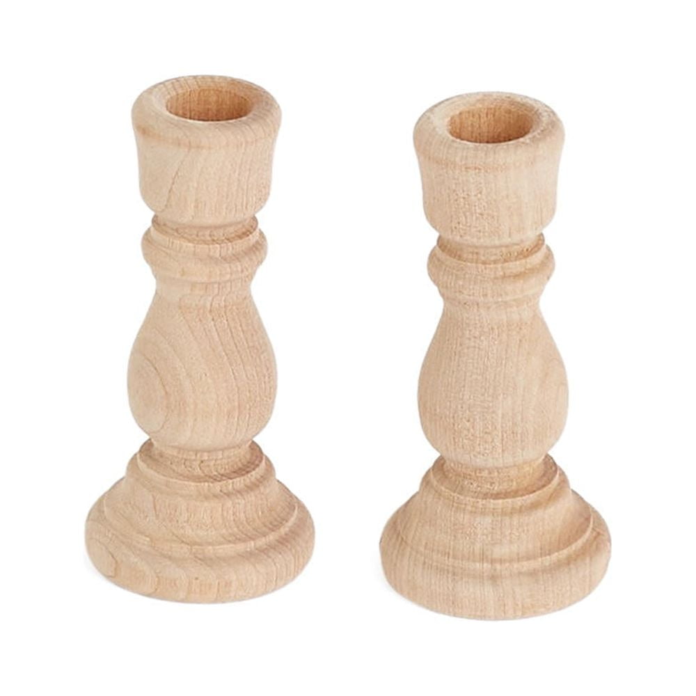 Unfinished Wood Candlesticks Set of 12