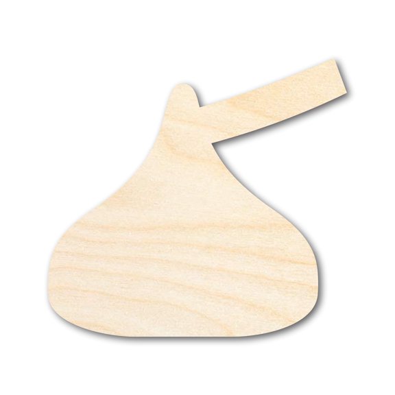 Unfinished Wood Candy Kiss Shape - Craft - up to 46" DIY 8" / 1/4"