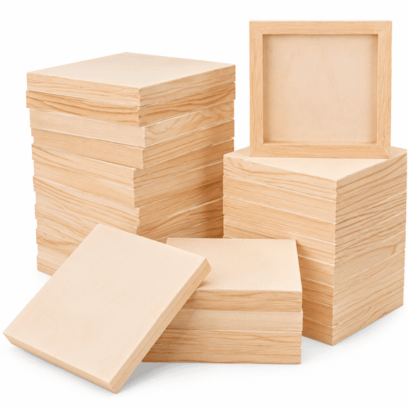 Unfinished Wood Canvas Boards for Painting, 6 x 6 Inch Square Wooden Panels, Wood Panels Boards for Crafts and Painting, DIY Handicrafts, Home Decoration (Thickness 0.98 Inch)