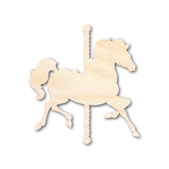 Unfinished Wood Carousel Horse Shape | Amusement Park | Craft Cutout 33" / 1/4"