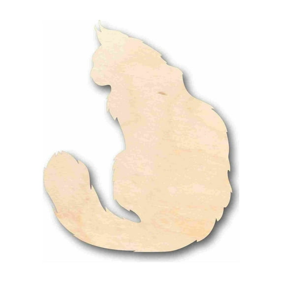 Unfinished Wood Cat Main Coon Silhouette - Craft- up to 46" DIY 7" / 1/8"