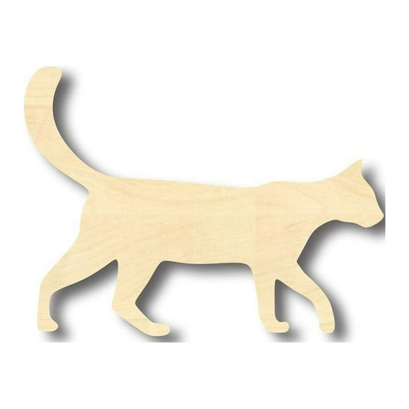 Unfinished Wood Cat Shape - Animal - Pet - Craft - up to 46" DIY 3" / 1/4"