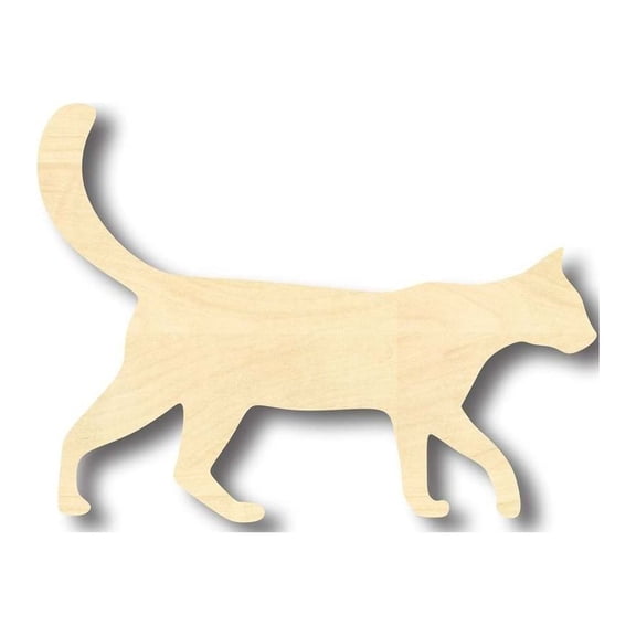 Unfinished Wood Cat Shape - Animal - Pet - Craft - up to 46" DIY 8" / 1/4"