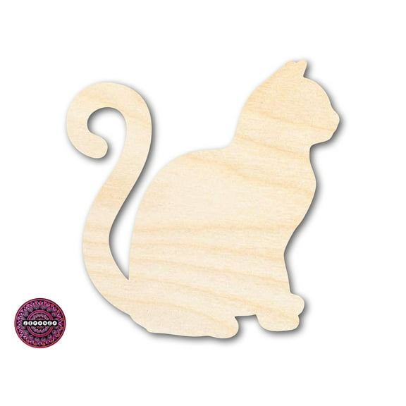 Unfinished Wood Cat Shape 4" / 1/2"