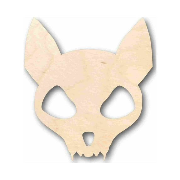 Unfinished Wood Cat Skull Silhouette - Craft- up to 46" DIY 16" / 1/8"