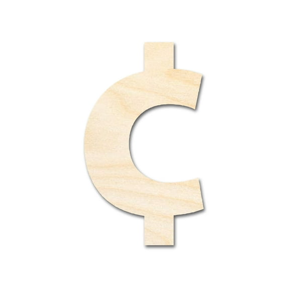 Unfinished Wood Cent Symbol Shape 12" / 1/8"
