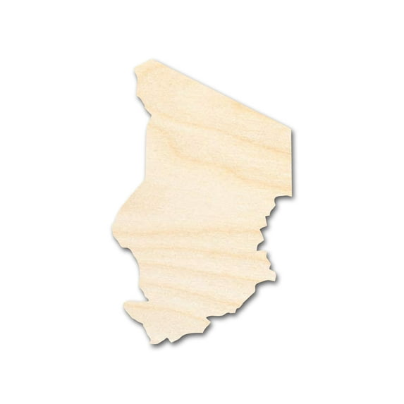 Unfinished Wood Chad Country Shape - North Central Africa Craft - up to 46" DIY 6" / 1/4"