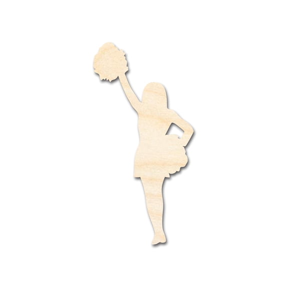Unfinished Wood Cheerleader Silhouette | DIY Cheer Craft Cutout 24" / 1/4"