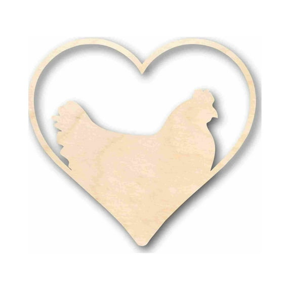 Unfinished Wood Chicken Heart Silhouette - Craft- up to 46" DIY 14" / 1/4"