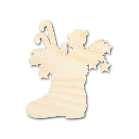 Unfinished Wood Christmas Boot Silhouette Shape - Craft - up to 46" 18" / 1/8"