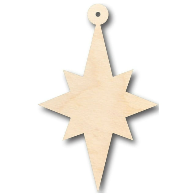 Unfinished Wood Christmas Star Ornament Shape - Craft - up to 46" DIY 8" / 1/2"