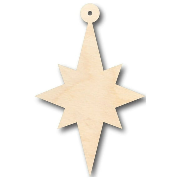 Unfinished Wood Christmas Star Ornament Shape - Craft - up to 46" DIY 6" / 1/8"