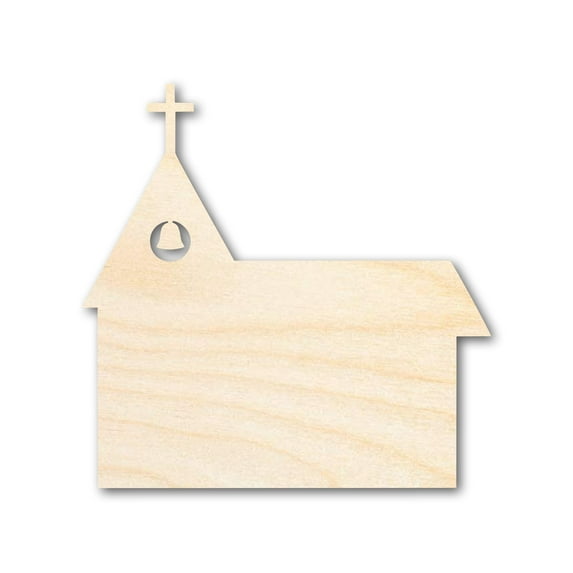 Unfinished Wood Church with Bell Shape - Craft - up to 46" 3" / 1/4"