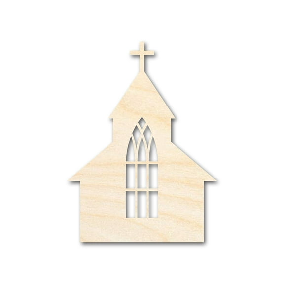 Unfinished Wood Church with Window Shape - Craft - up to 46" 10" / 1/2"