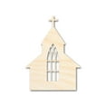 thumbnail image 1 of Unfinished Wood Church with Window Shape - Craft - up to 46" 20" / 1/4", 1 of 4