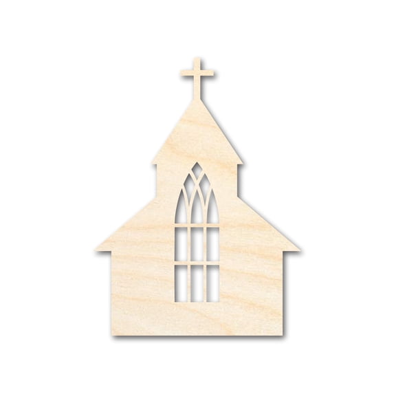 Unfinished Wood Church with Window Shape - Craft - up to 46" 46" / 1"
