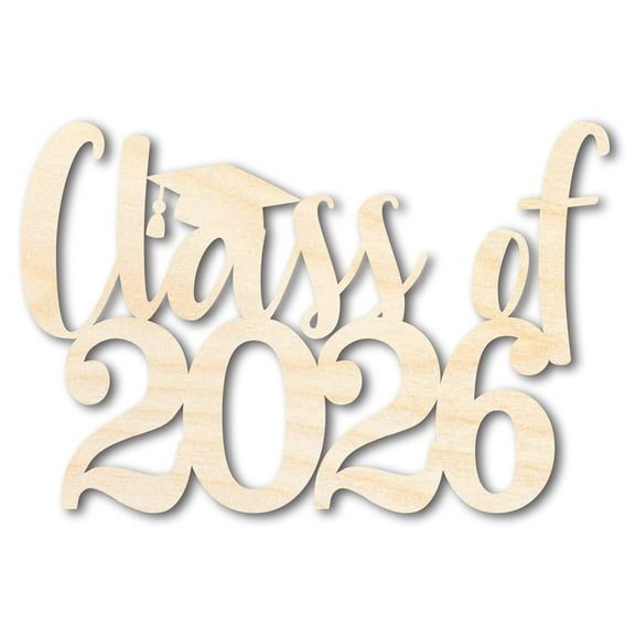 Unfinished Wood Class of 2026 Shape | DIY Craft Cutout | up to 46" DIY 5" / 1/2"