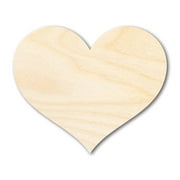 Unfinished Wood Classic Heart | Valentines Day | Weddings | Craft Cutout | Up to 46" 14" / 1/4"