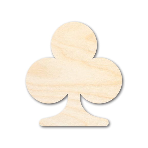 Unfinished Wood Club Shape | DIY Playing Cards Craft Cutout 7" / 1/8"