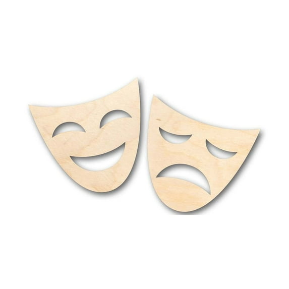 Unfinished Wood Comedy Tragedy Shape - Theatre - Craft - up to 46" DIY 18" / 1/8"