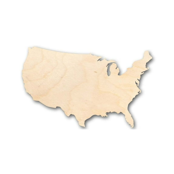 Unfinished Wood Continental United States Shape - USA - Country - Craft - up to 46" DIY 5" / 1/8"