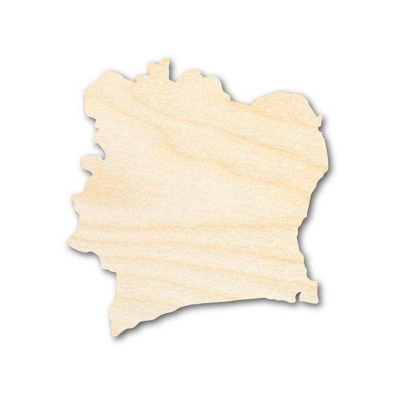 Unfinished Wood Cote d'Ivoire Country Shape - Ivory Coast West Africa Craft - up to 46" DIY 30" / 1/2"