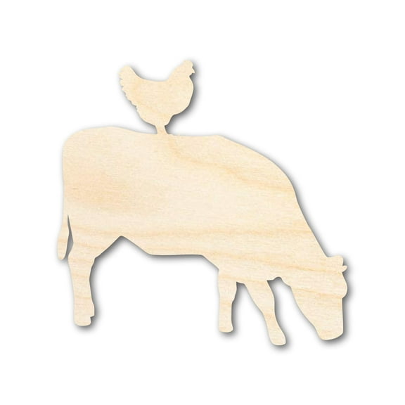 Unfinished Wood Cow Chicken Shape - Craft - up to 46" DIY 7" / 1/8"