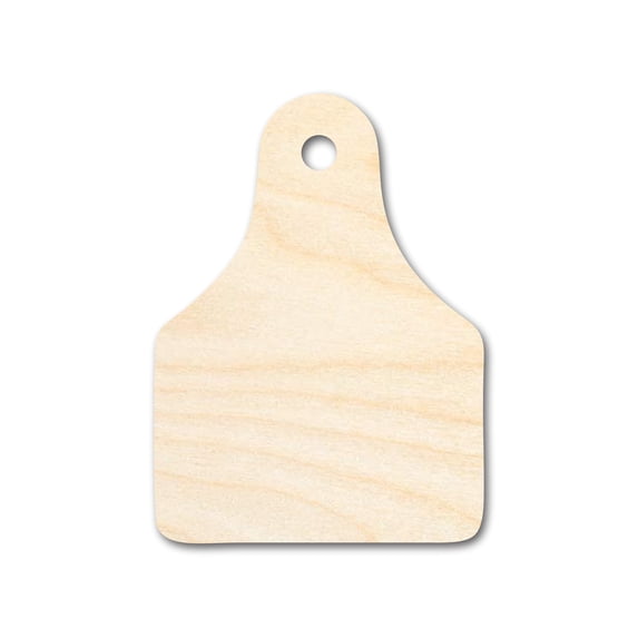 Unfinished Wood Cow Tag Shape - Farm Craft - up to 46" DIY 3" / 1/8"